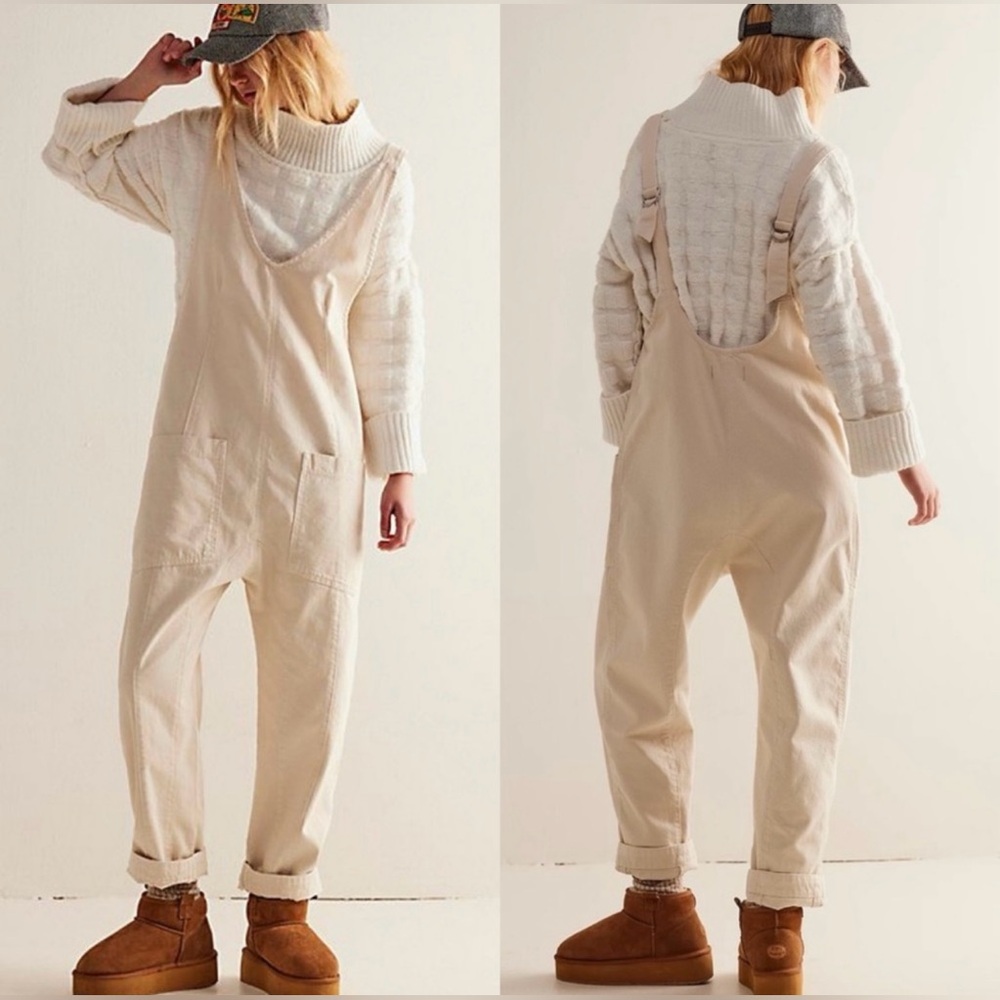 Free People X We The Free High Roller Jumpsuit in Ivory NWOT - Picture 2 of 3